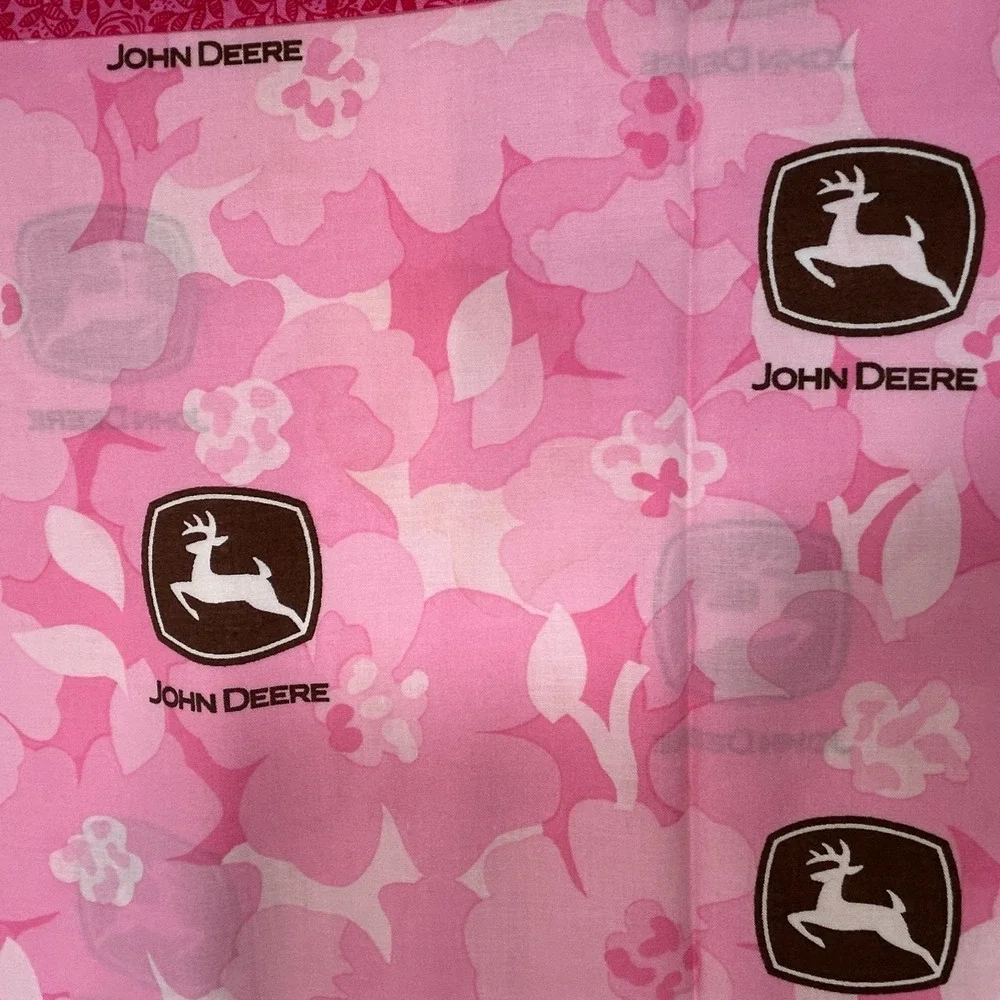 John Deere Pink Flower Farm Tractor Standard Pillowcase Set of 2 Handmade Cotton